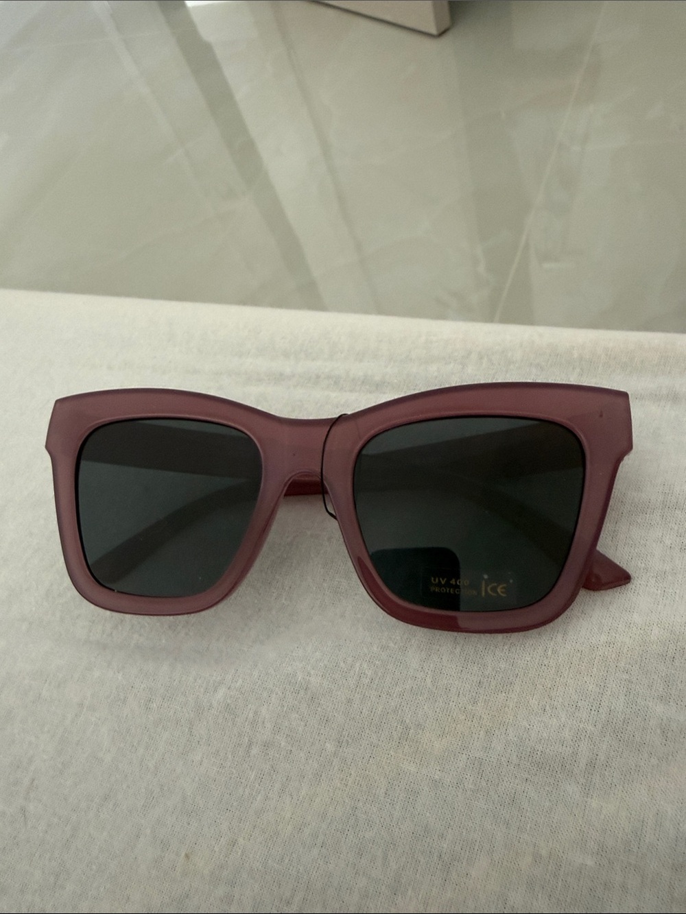 Women's Square Sunglasses in Plum with Dark Lenses